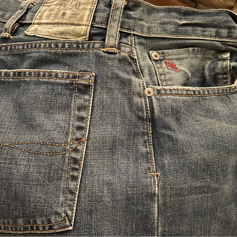 Ralph Lauren Polo Jeans, distressed blue washed NEW 42x30